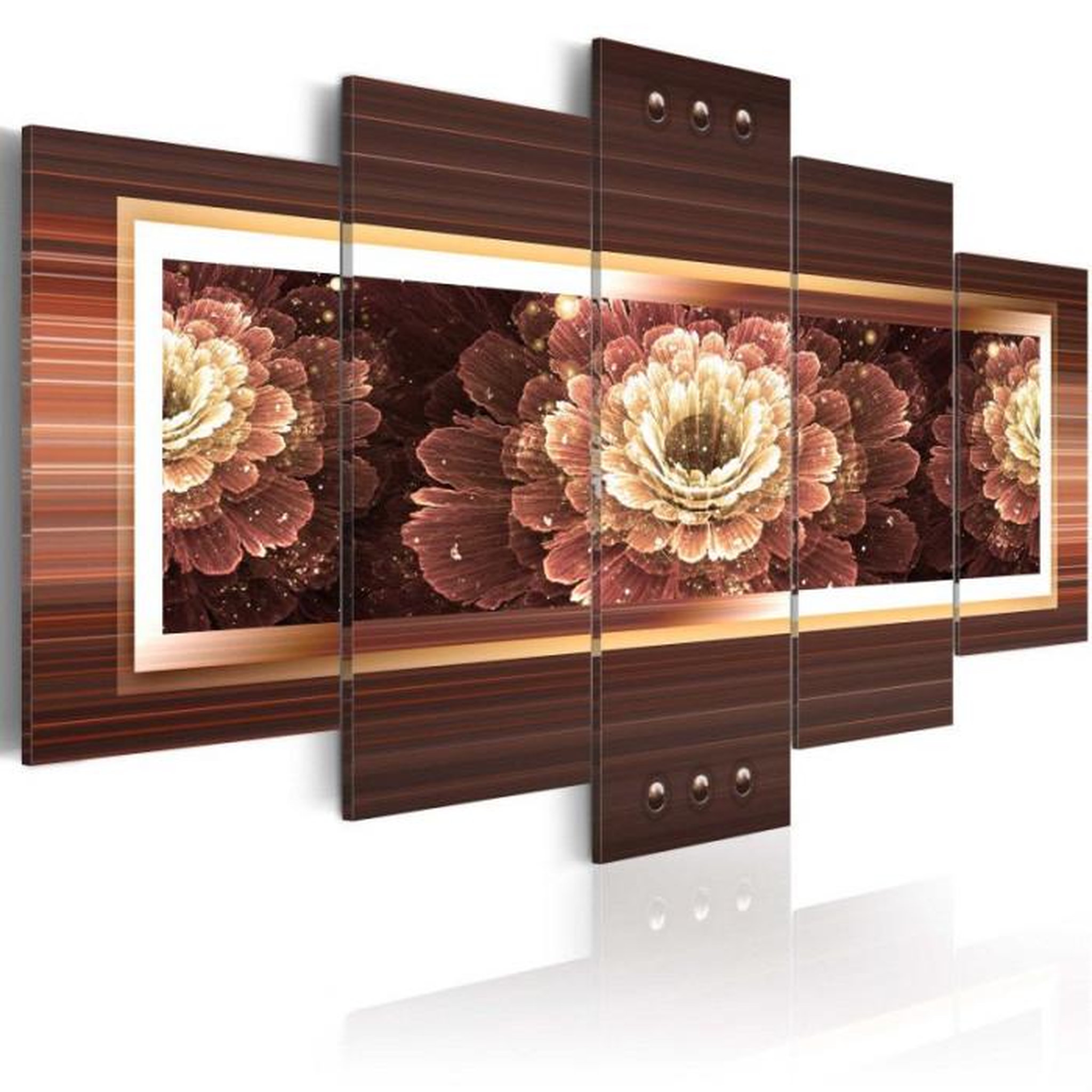 Paris Prix Tableau Imprimé  Gold Gerbera. Coloris disponibles : Multicolore