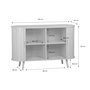Voir la diapositive 5 : SWEEEK Buffet scandinave 2 portes coulissantes. 4 compartiments. effet bois rainuré. couleur naturelle. buffet bas. L 120 x P 40 x H 75cm