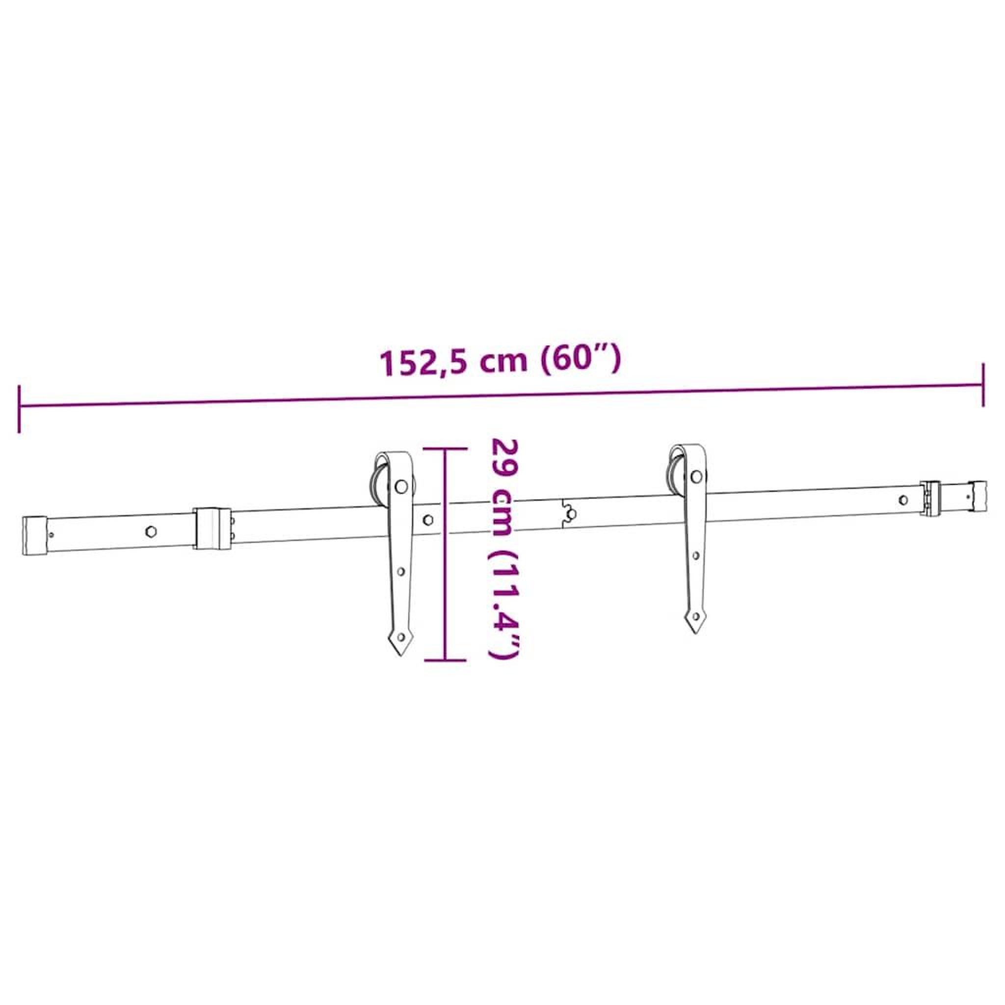 Voir la diapositive 6 : VIDAXL Kit de quincaillerie de porte coulissante 152,5 cm acier noir