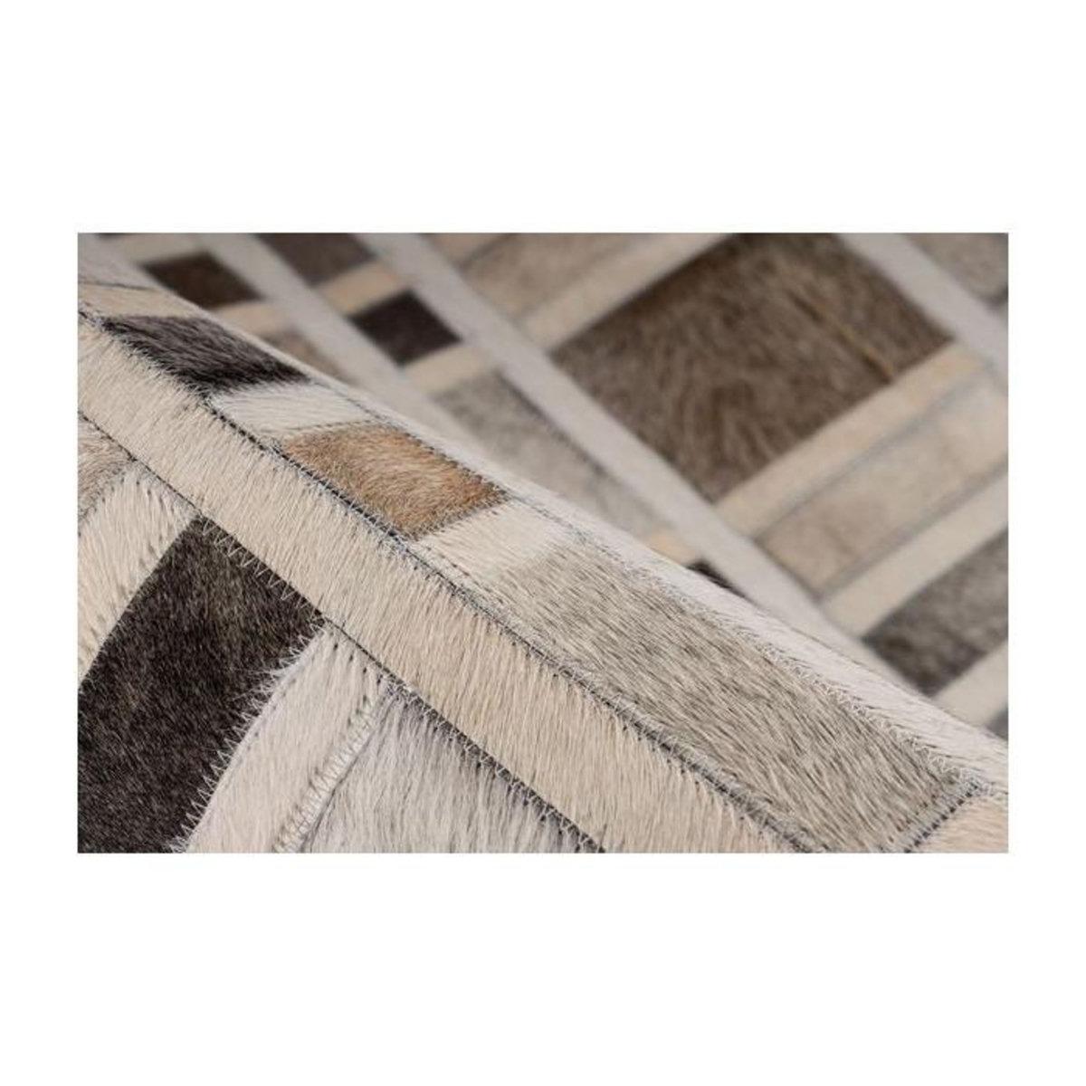 Paris Prix Tapis Fait Main en Cuir  Lavin II  Gris