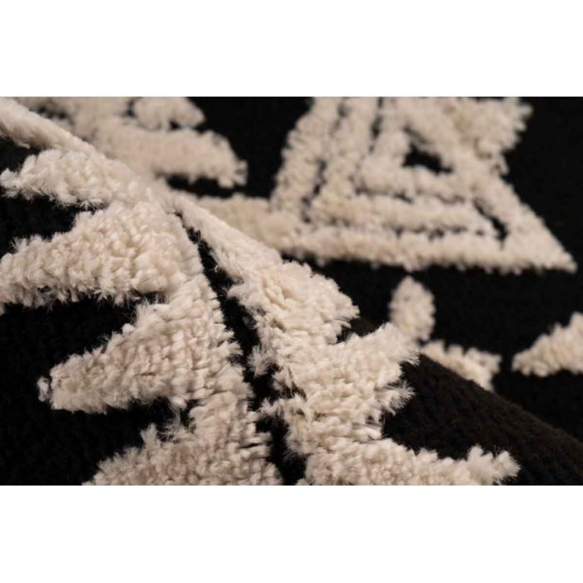 Paris Prix Tapis Tissé Ethnique avec Franges  Lovis II  Noir