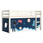 Paris Prix Lit Enfant Surélevé  Pino Space Shuttle  90x200cm Blanc