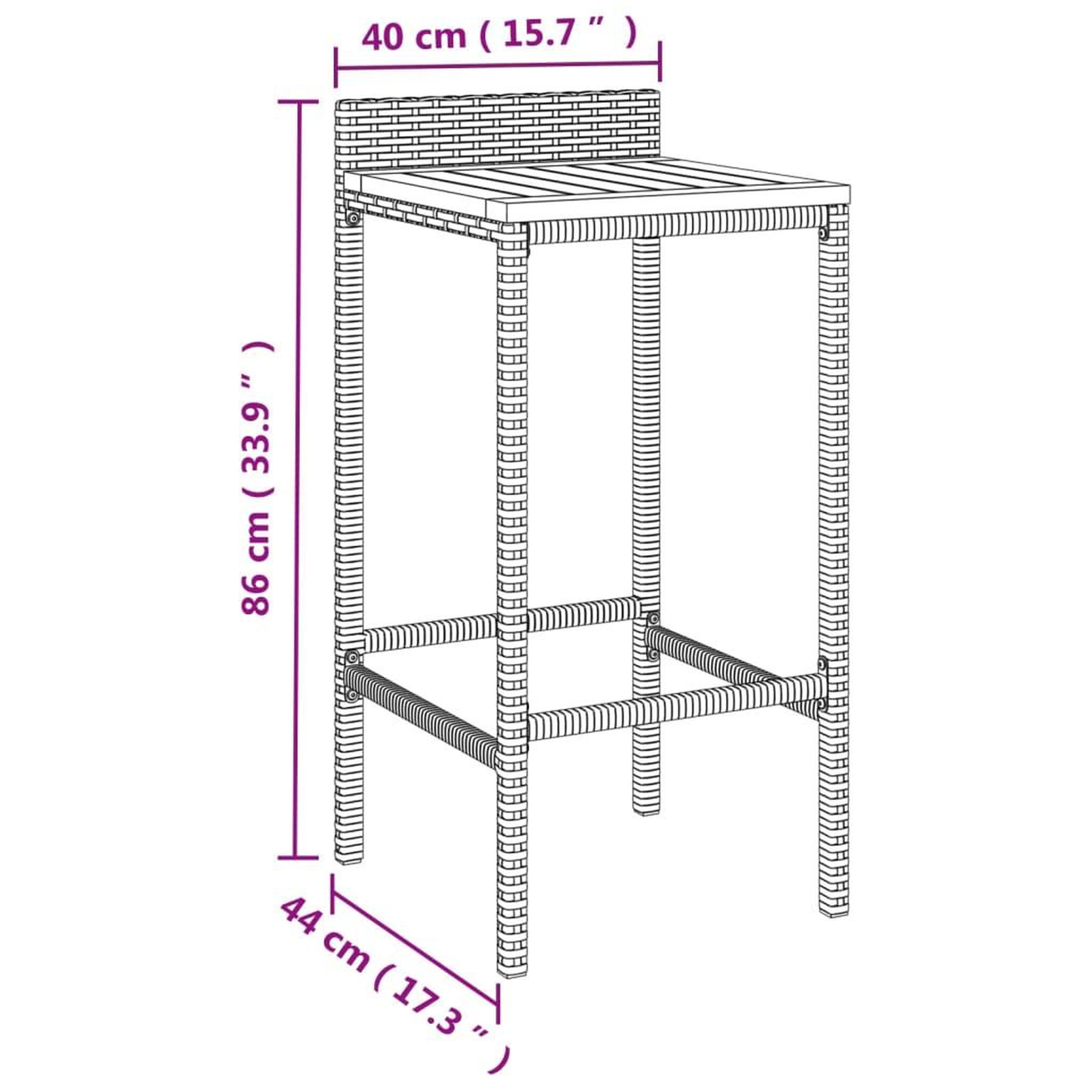 Voir la diapositive 6 : VIDAXL Ensemble de bar jardin 5 pcs noir poly rotin/bois massif acacia
