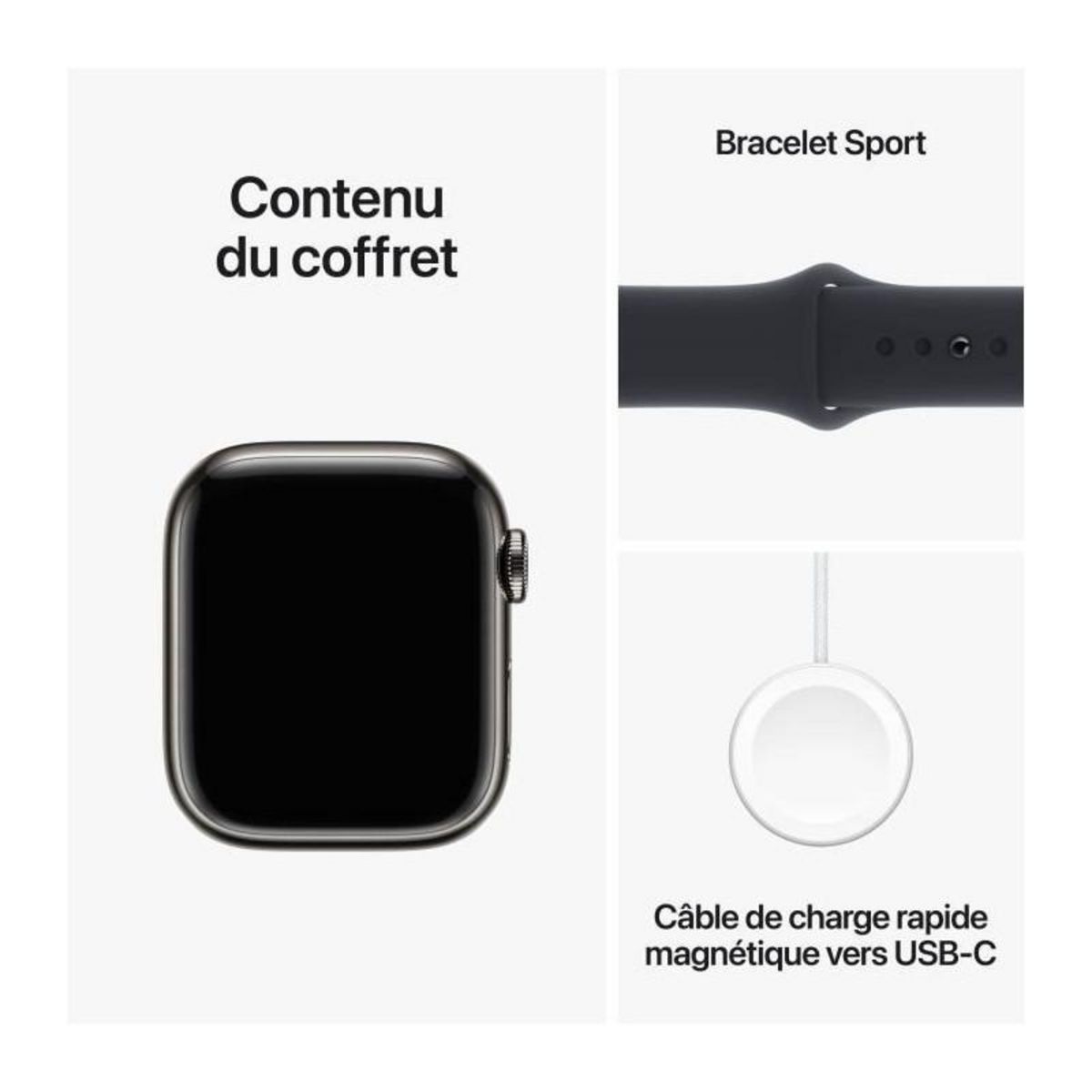 APPLE Montre connectée Serie 9 Cellular 41mm Acier/Graphite Minuit S/M