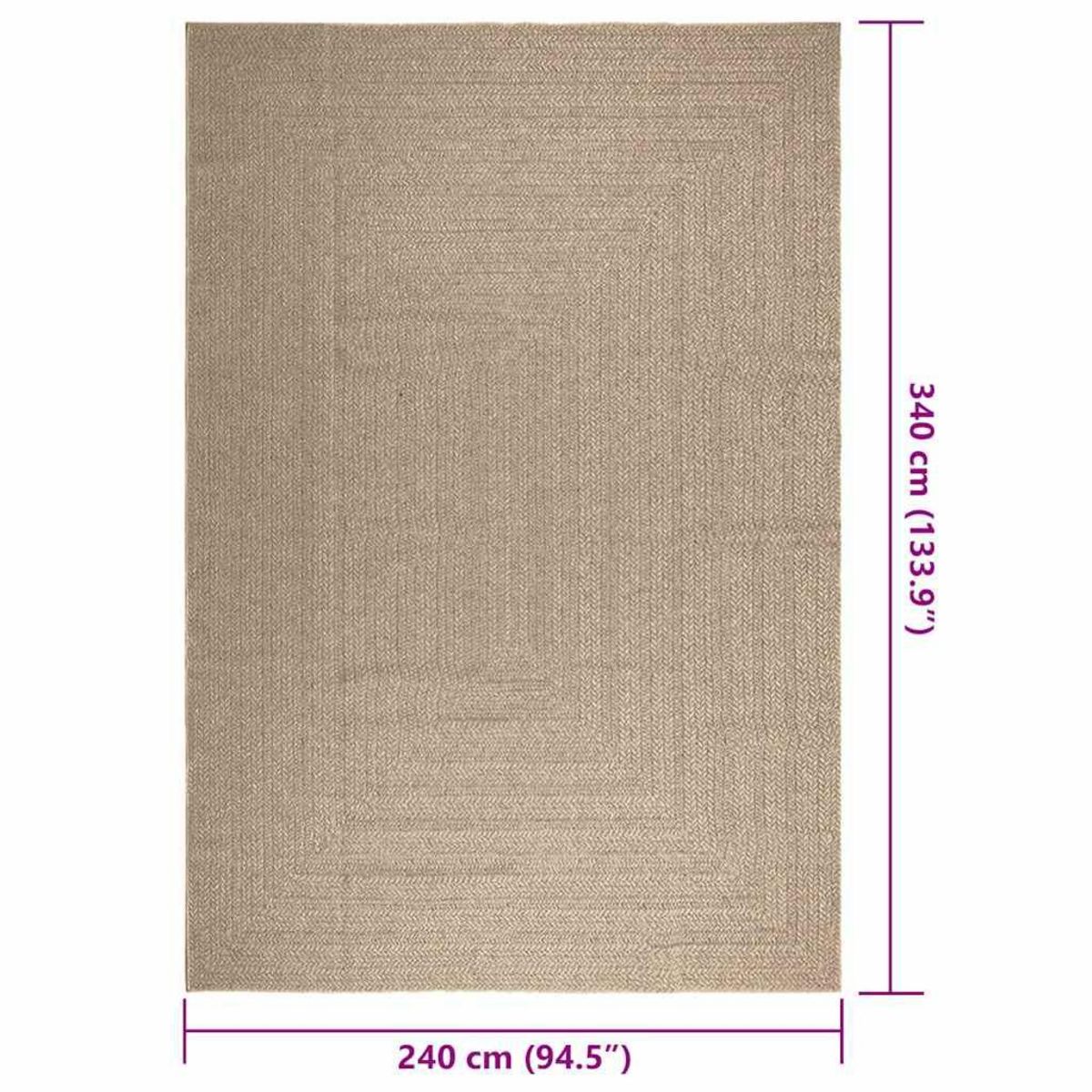 VIDAXL Tapis ZIZUR beige 240x340 cm aspect de jute interieur exterieur