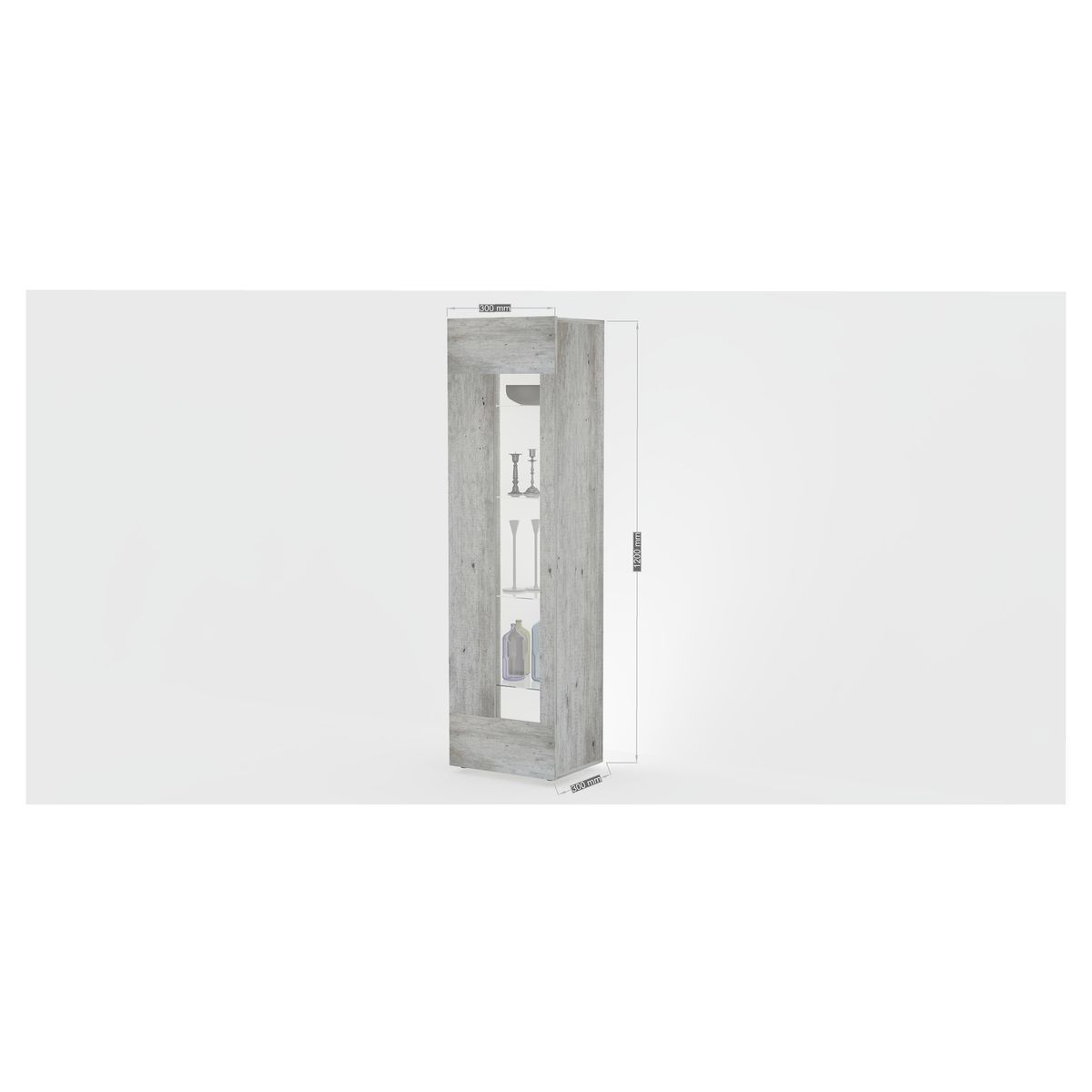 Vitrine 1 porte 4 étagères TECHNO