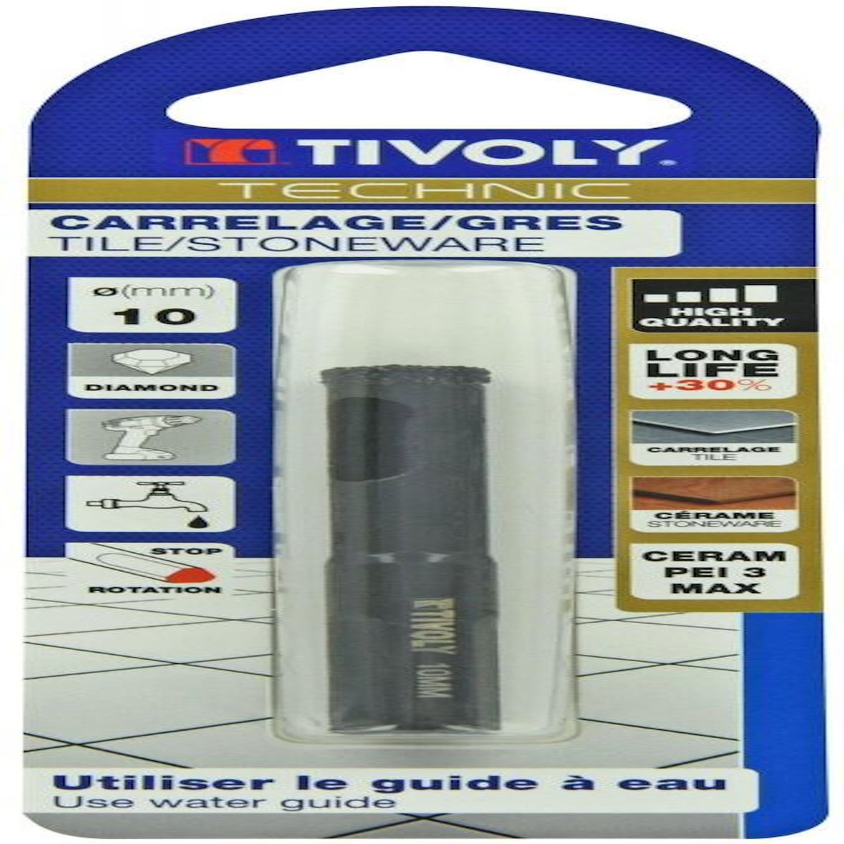 TIVOLY Foret diamant pour carrelage en grès, diam. 10 mm TIVOLY