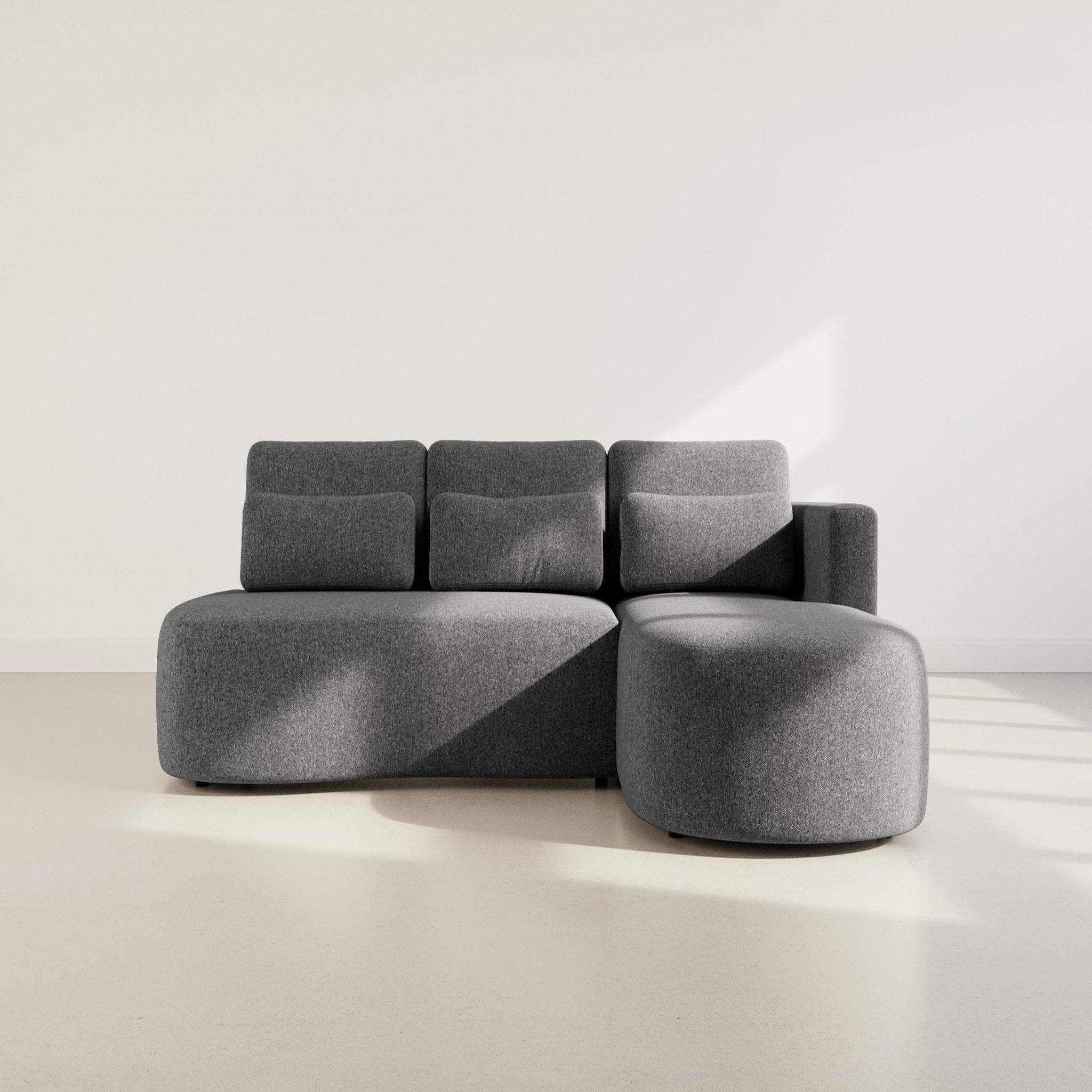 Voir la diapositive 5 : LISA DESIGN Mahina - canapé d'angle droit 4 places convertible avec coffre en tissu texturé