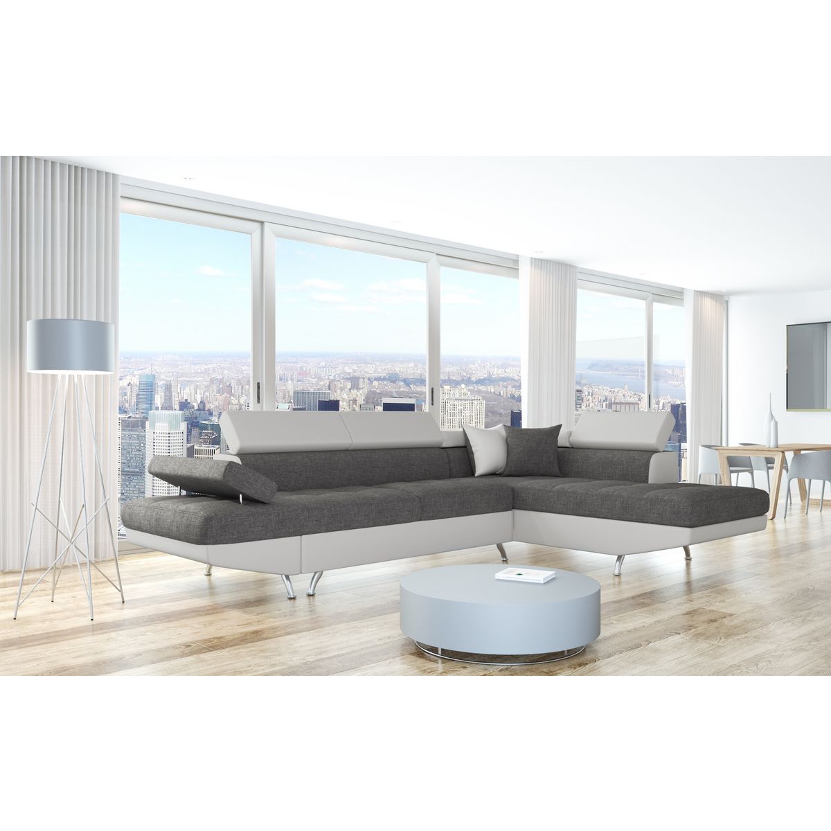 Canapé d'angle droit 4 à 5 places convertible  CHICAGO