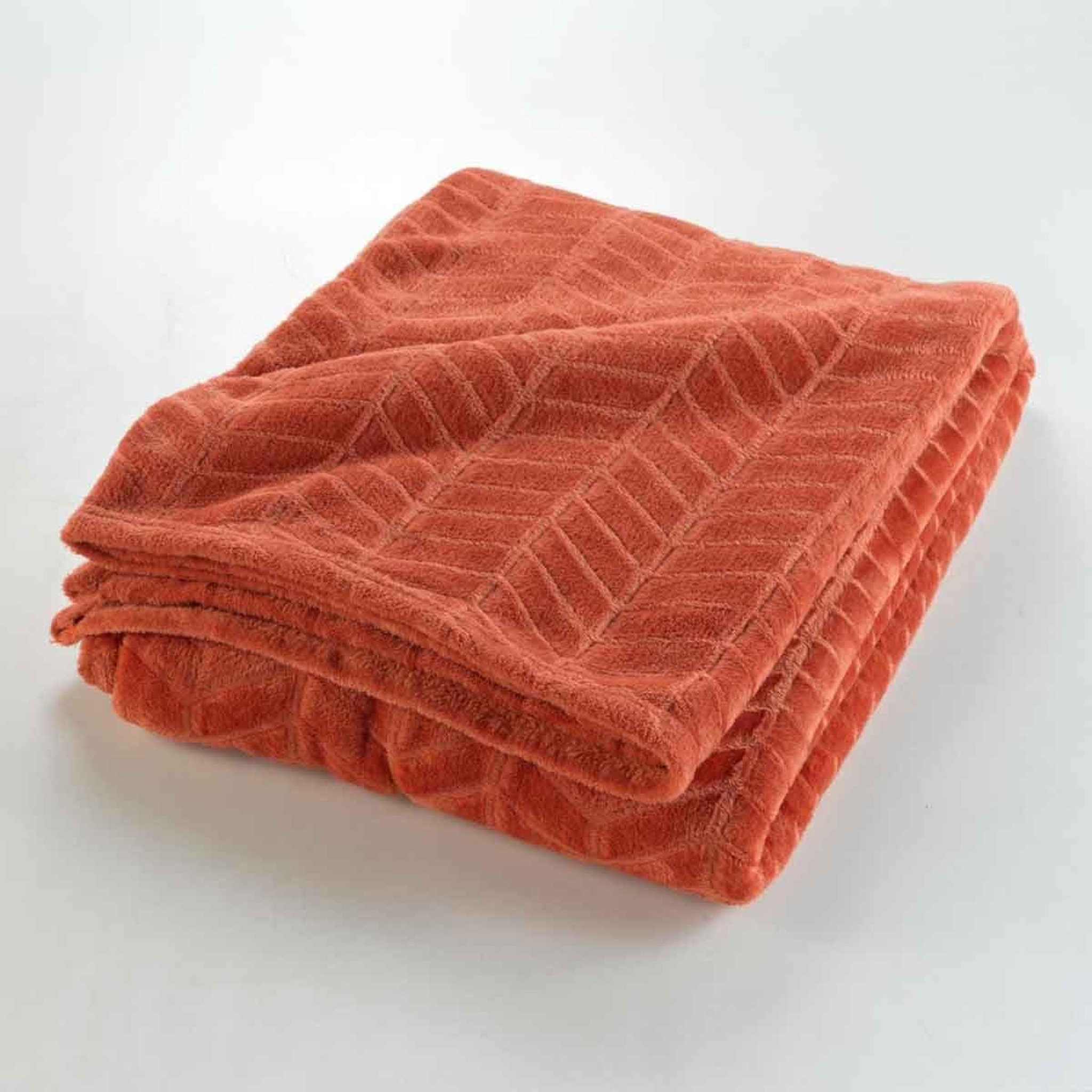 Voir la diapositive 2 : Douceur d'Intérieur Plaid flanelle uni  arya  180x220cm terracotta