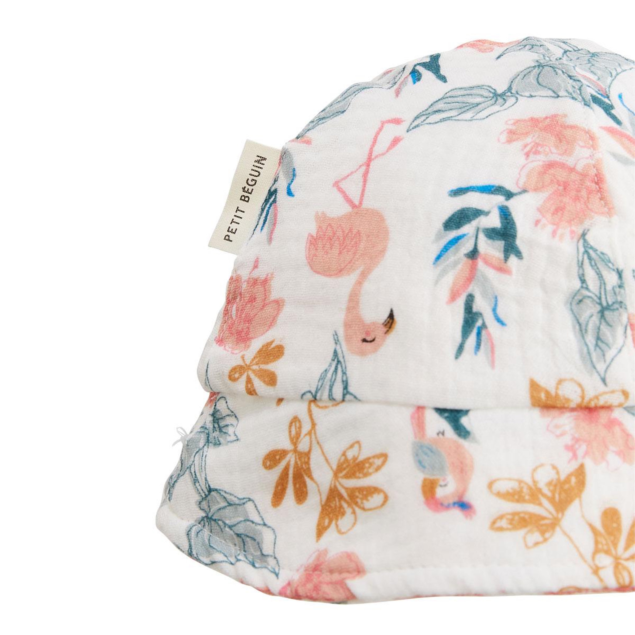 Voir la diapositive 2 : Petit Béguin Bob bébé en gaze de coton Flamingo