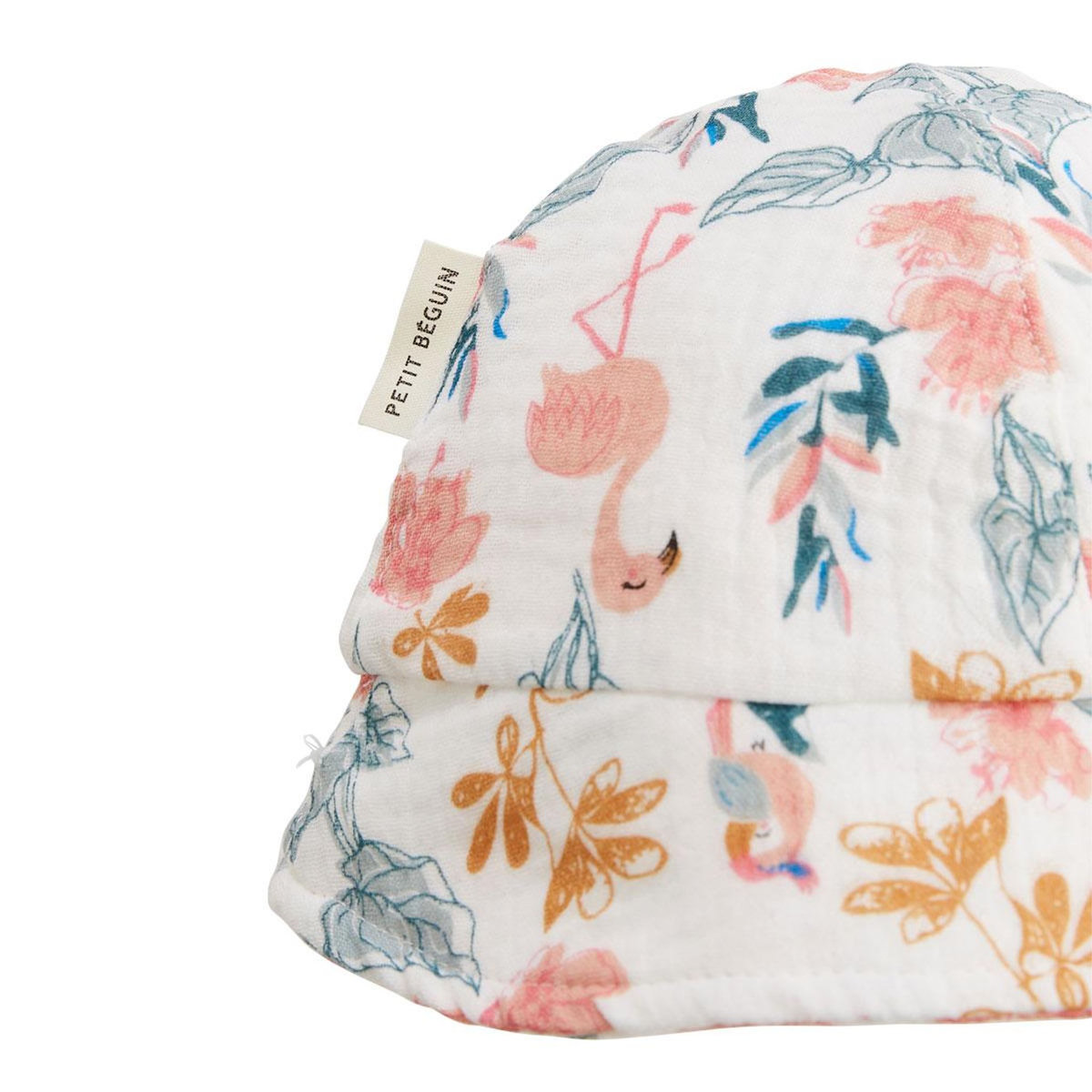 Petit Béguin Bob bébé en gaze de coton Flamingo