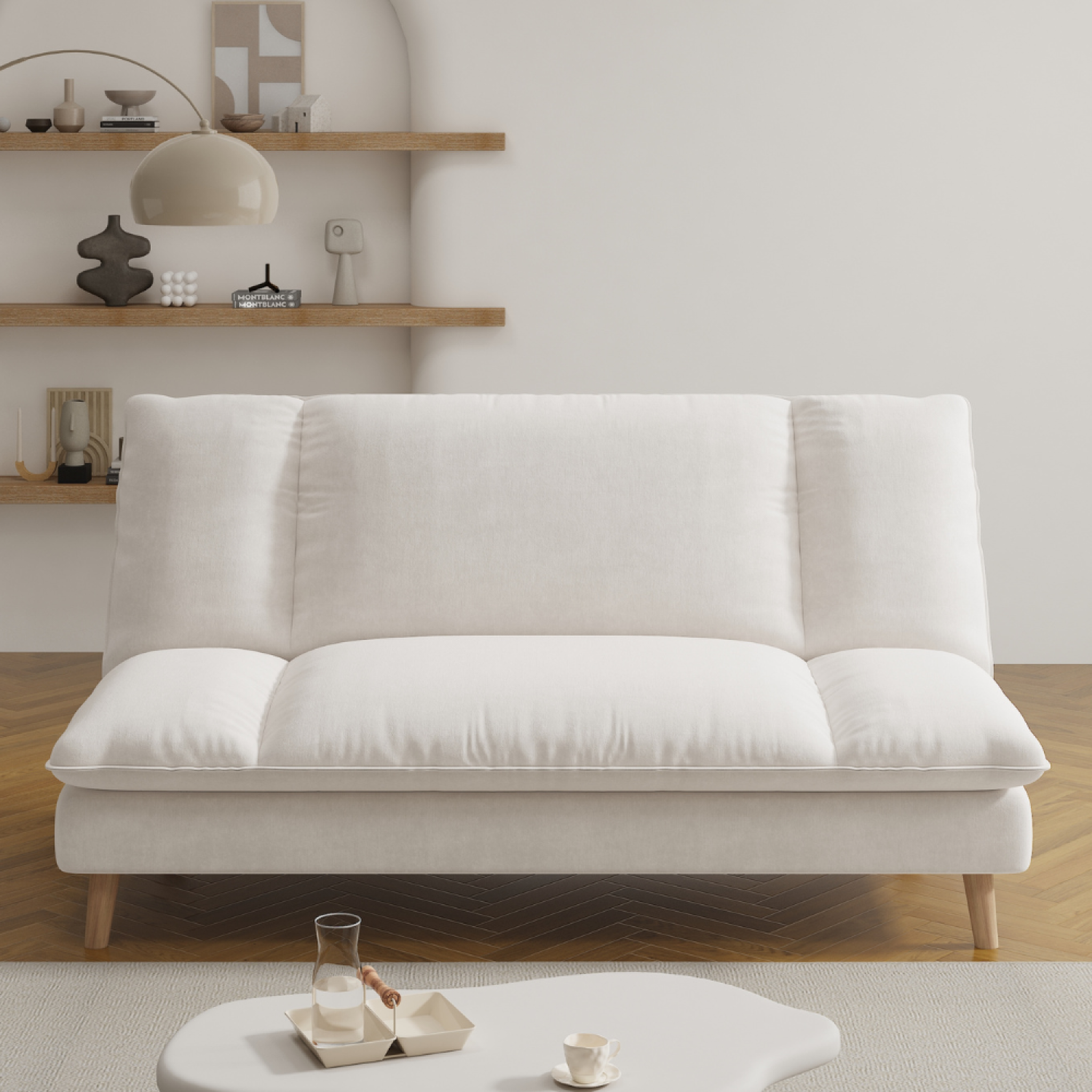 Voir la diapositive 2 : CONCEPT USINE Canapé convertible 3 places en tissu beige vasco
