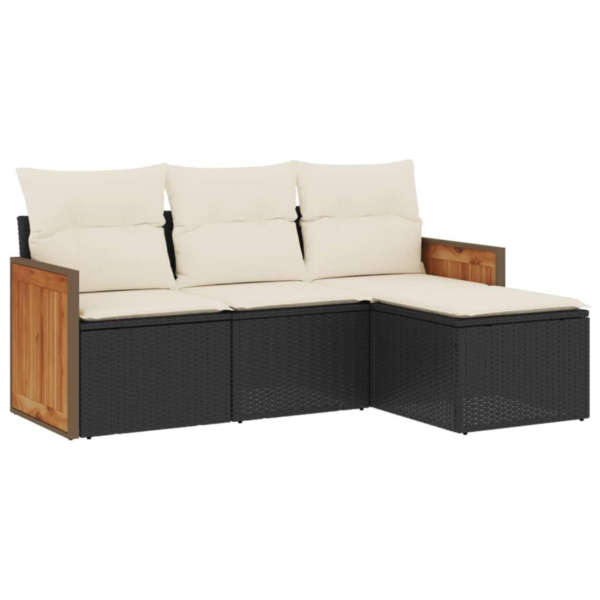Voir la diapositive 2 : VIDAXL Salon de jardin 4 pcs avec coussins noir resine tressee