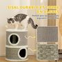 Voir la diapositive 5 : PAWHUT Arbre à chat cylindrique - tour à griffer pour chat - arbre à chat tour - tonneau griffoir - 2 niches + plateforme - sisal corde d'algues beige