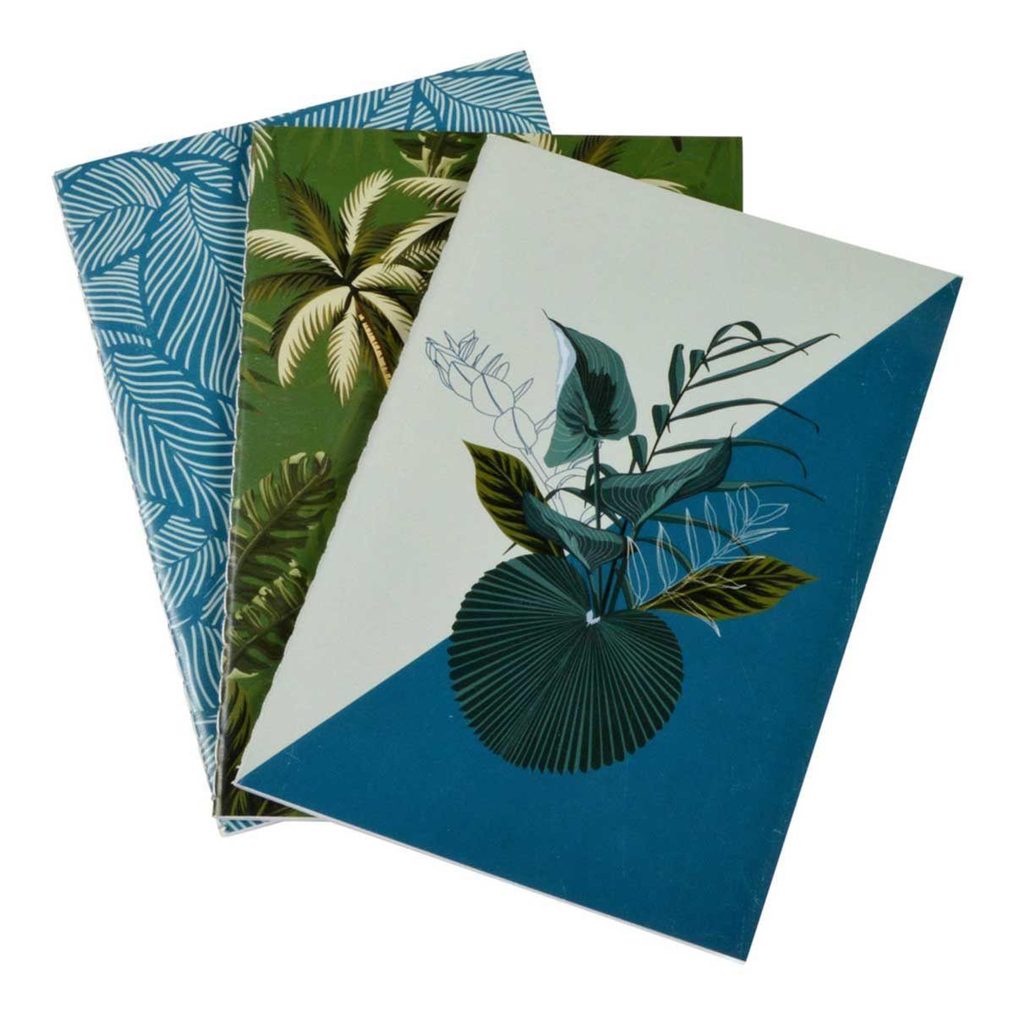 ARTDESIGN Lot de 3 carnets a6  jardin d'eden  10x14cm bleu