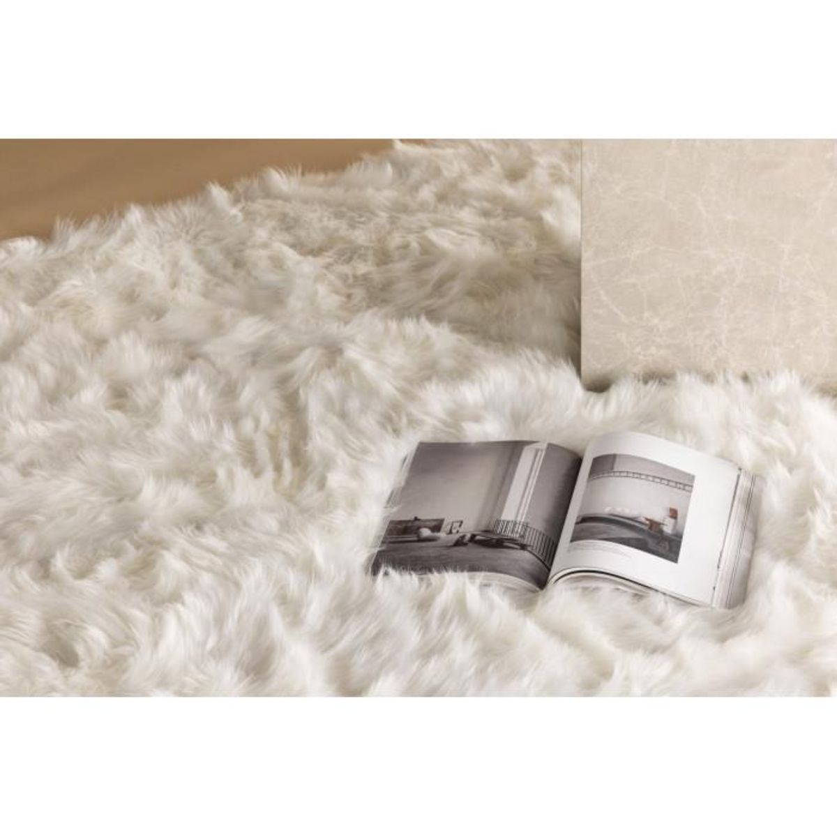 Paris Prix Tapis Imitation Fourrure  Katy  160x230cm Blanc