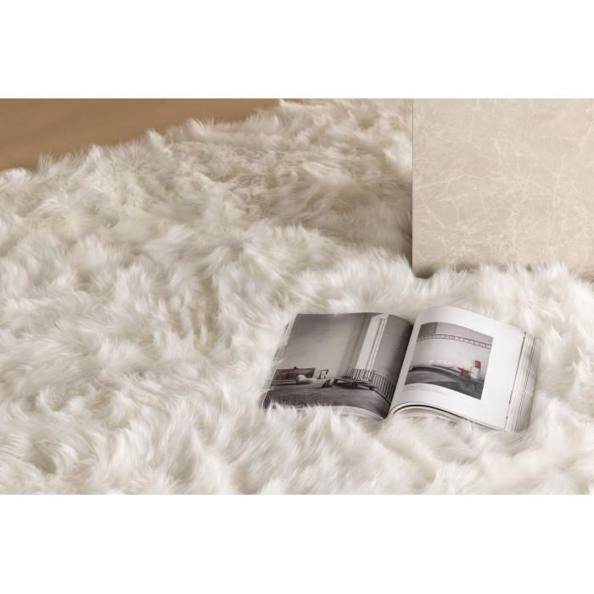 Paris Prix Tapis Imitation Fourrure  Katy  160x230cm Blanc