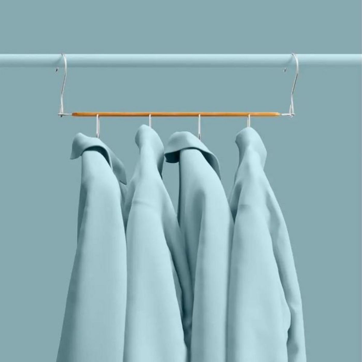 FIVE Cintre en Bois 4 Chemises & Pantalons  2 Positions  44cm Naturel