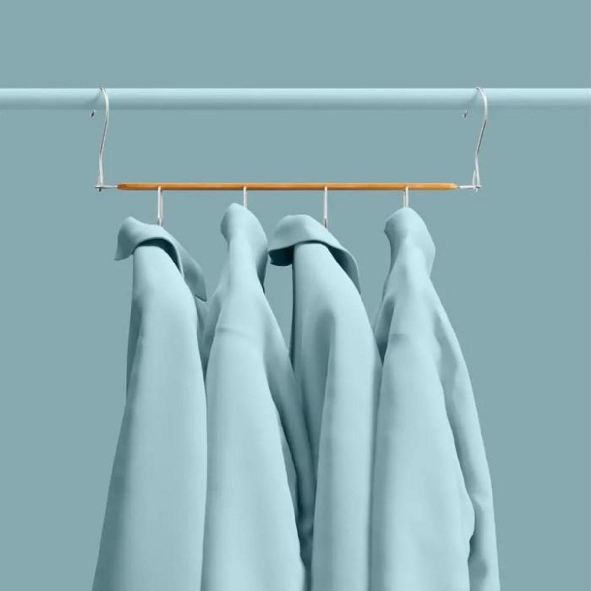 FIVE Cintre en Bois 4 Chemises & Pantalons  2 Positions  44cm Naturel