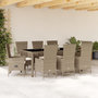 Voir la diapositive 1 : VIDAXL Ensemble a manger de jardin et coussins 9 pcs beige Poly rotin