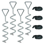 HOMCOM Kit complet d'ancrage trampoline 4 piquets spirales 4 sangles réglables