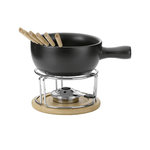 Kela Ensemble à Fondue Kela Natura 10 Pièces Caquelon en Céramique Noir 6 Personnes