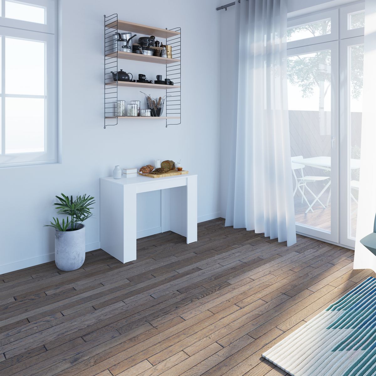 Table console extensible SOBRIO Blanc