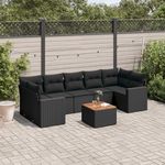 VIDAXL Salon de jardin 8 pcs avec coussins noir resine tressee