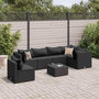 Voir la diapositive 1 : VIDAXL Salon de jardin 7 pcs avec coussins Noir Resine tressee