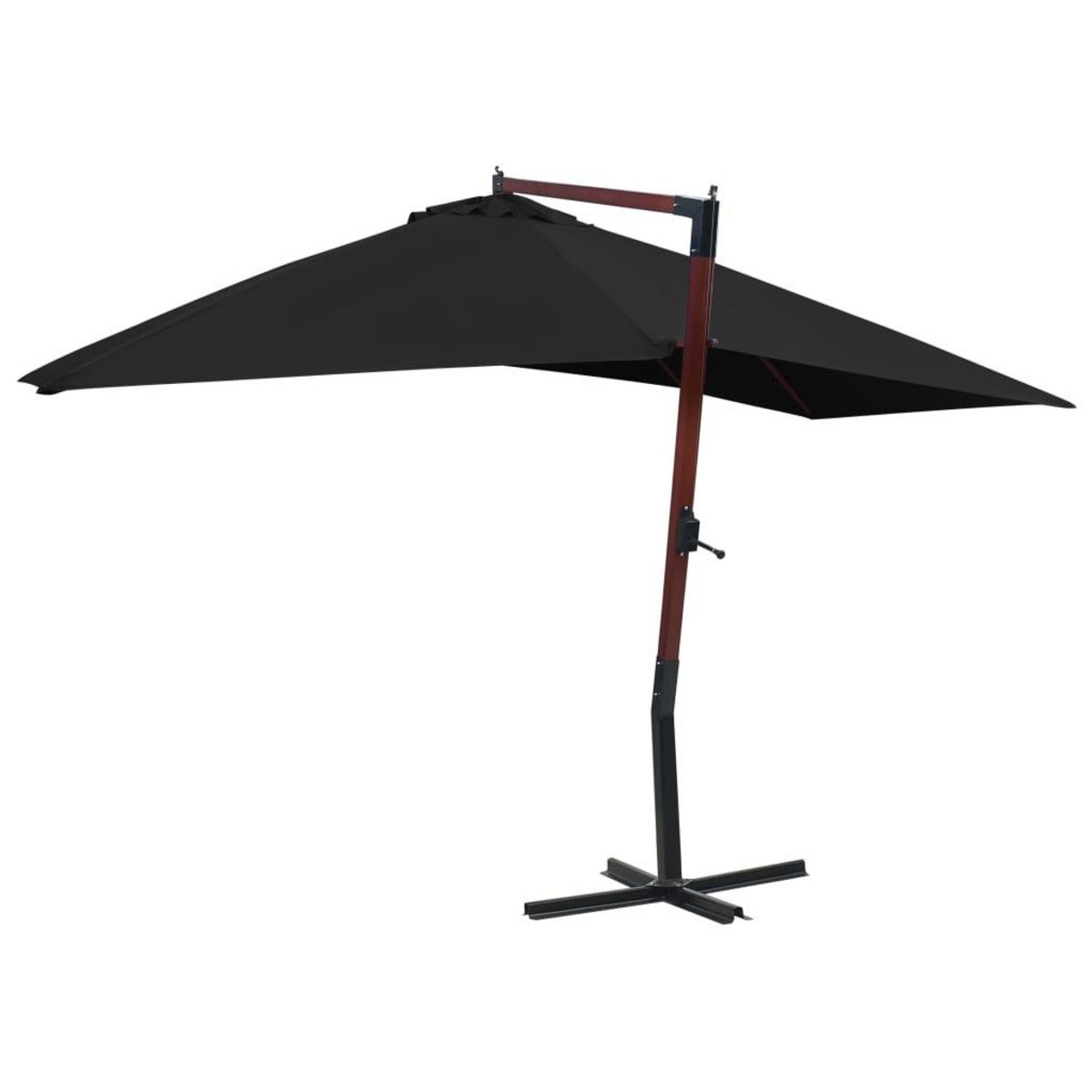 VIDAXL Parasol suspendu avec mat en bois 400x300 cm Noir