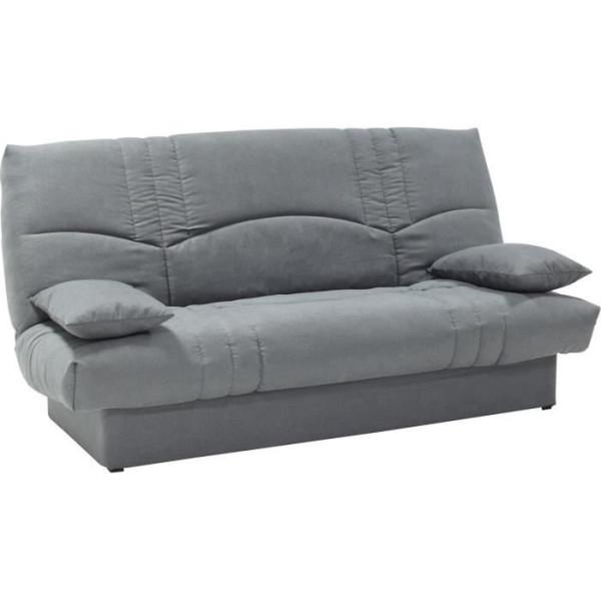 Voir la diapositive 3 : MARKET24 Clic clac 3 places THELMA - Tissu Soro gris moyen - Couchage 125x190 cm - L190 x P92 x H96 cm