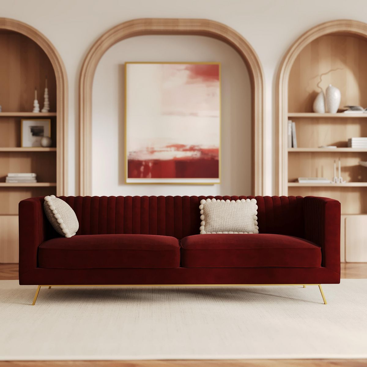 Rendez vous déco Canapé 3 places en velours vert foncé - Gatsby