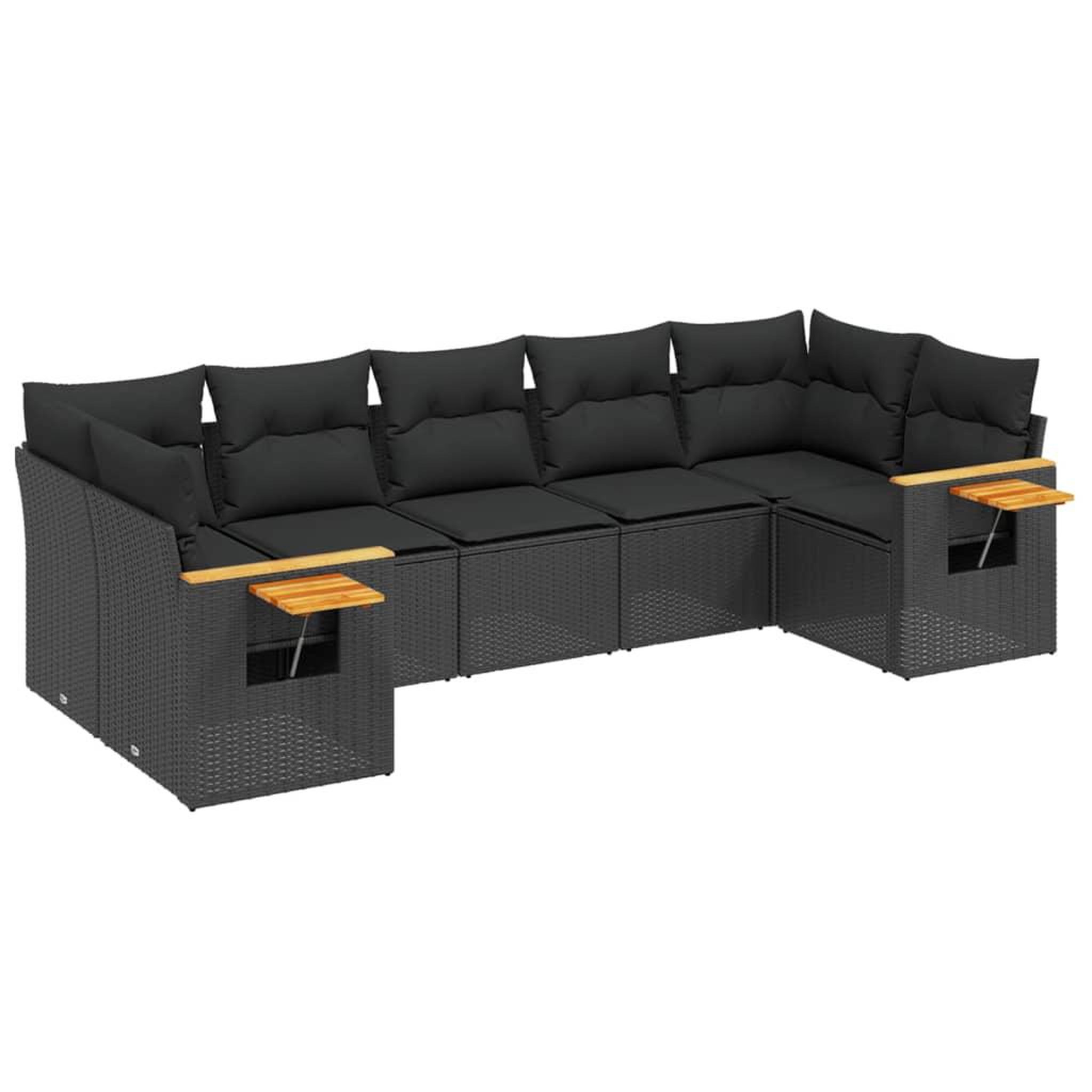 Voir la diapositive 2 : VIDAXL Salon de jardin 7 pcs avec coussins noir resine tressee