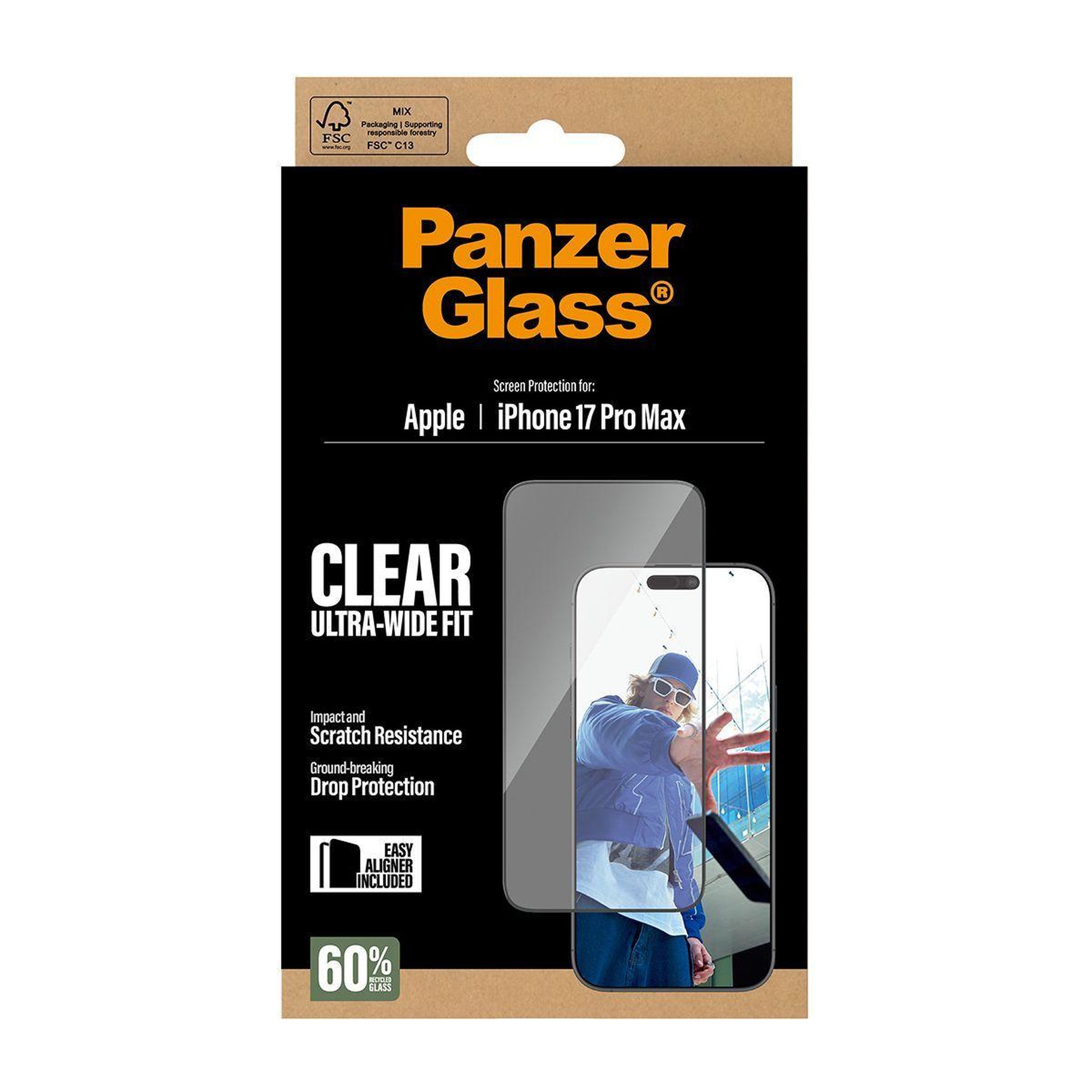 Voir la diapositive 3 : PANZERGLASS Protège écran iphone 17 pro max verre trempé uwf