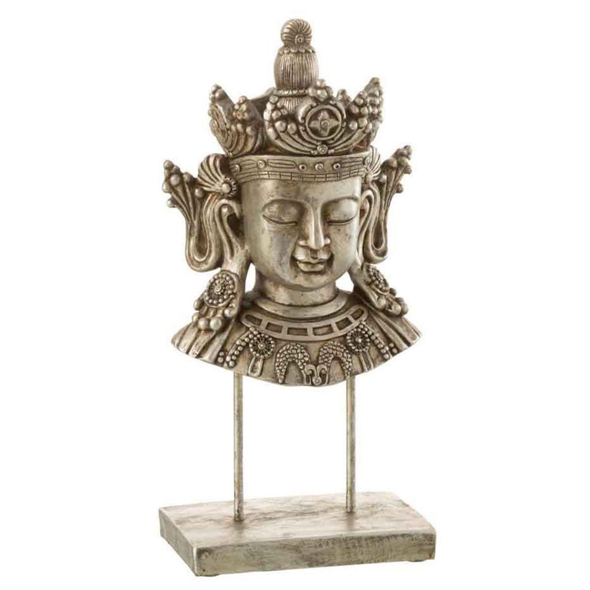 Paris Prix Statuette Déco  Tête Bouddha  33cm Argent