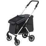 PAWHUT Poussette buggy chien 4 roues pliable - nombreux équipements - alu oxford gris