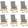 Voir la diapositive 1 : VIDAXL Chaises de jardin lot de 6 avec coussins gris Bois teck massif