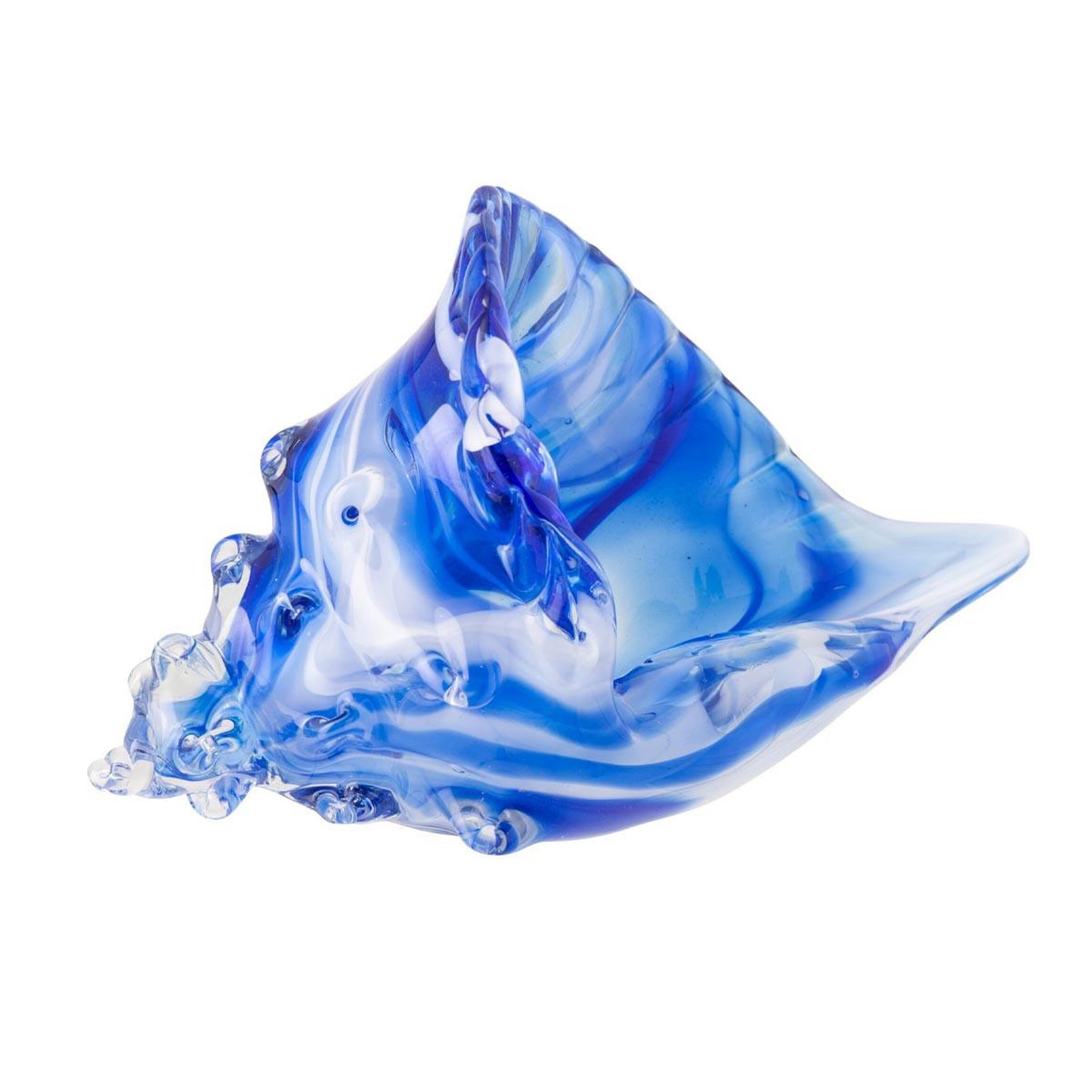 J-LINE Presse-papier coquillage en verre  océan  22cm bleu