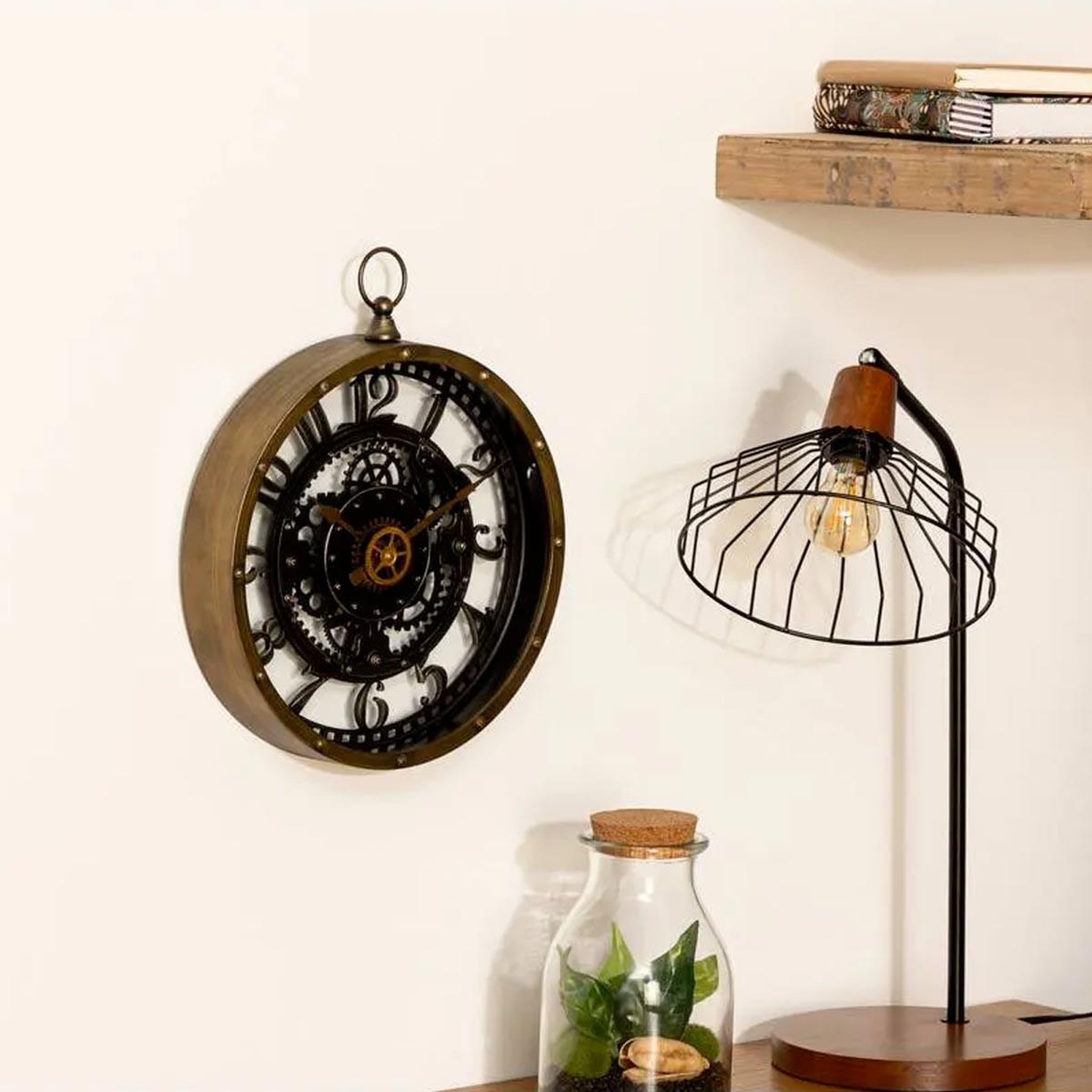 Voir la diapositive 2 : ATMOSPHERA Pendule murale mécanique  tazar  26cm naturel