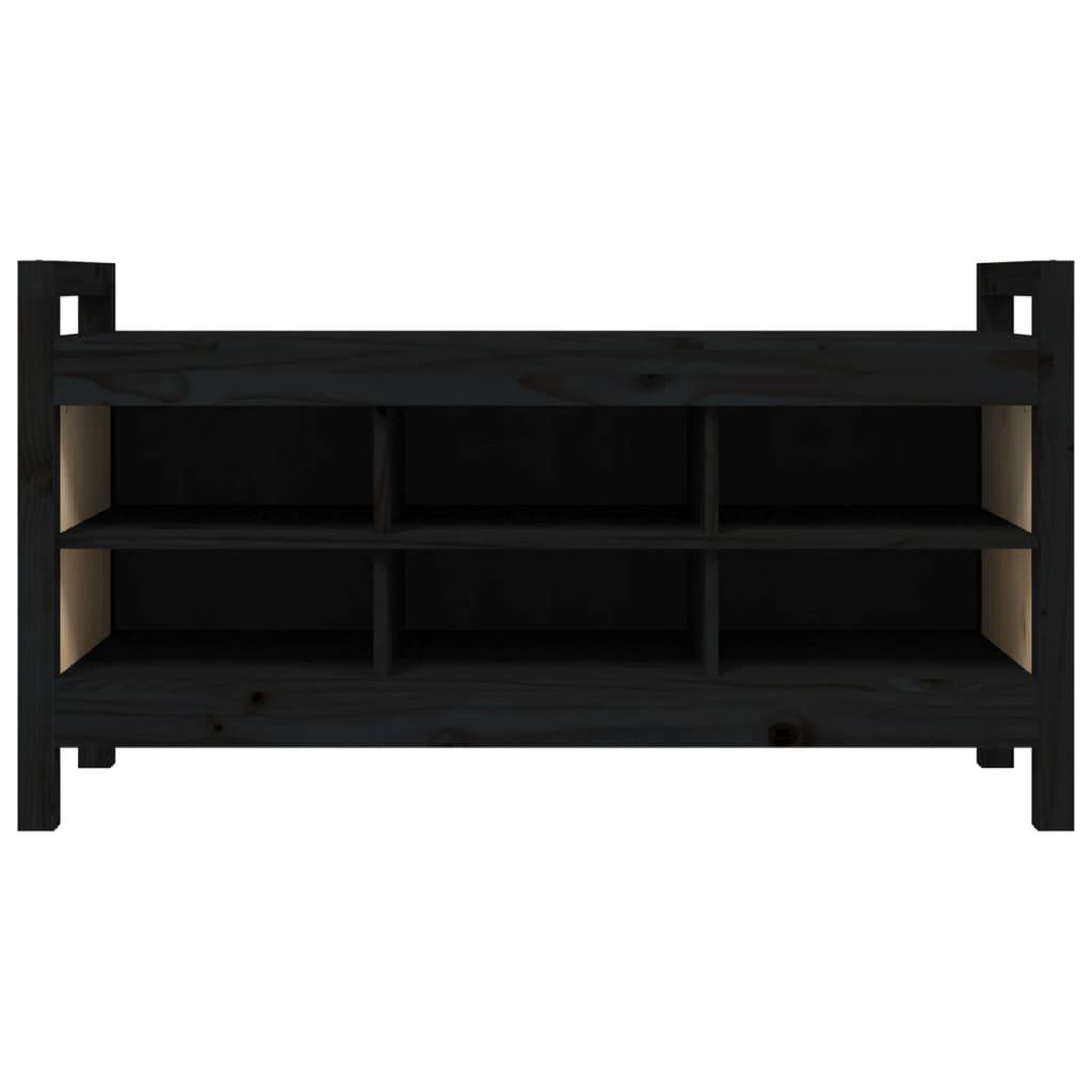 Voir la diapositive 3 : VIDAXL Banc d'entree Noir 110x40x60 cm Bois de pin massif