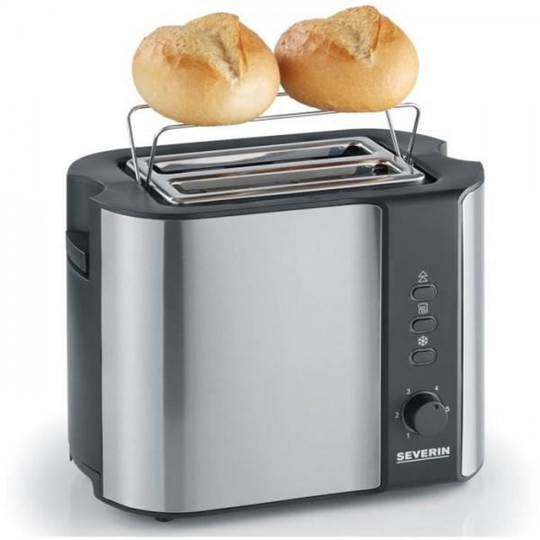 Voir la diapositive 5 : SEVERIN Grille Pain - Toaster Electrique SEVERIN AT2589 , 2 fentes pour 2 tranches : griller, dégeler et réchauffer, support viennoiseries, centrage auto, I