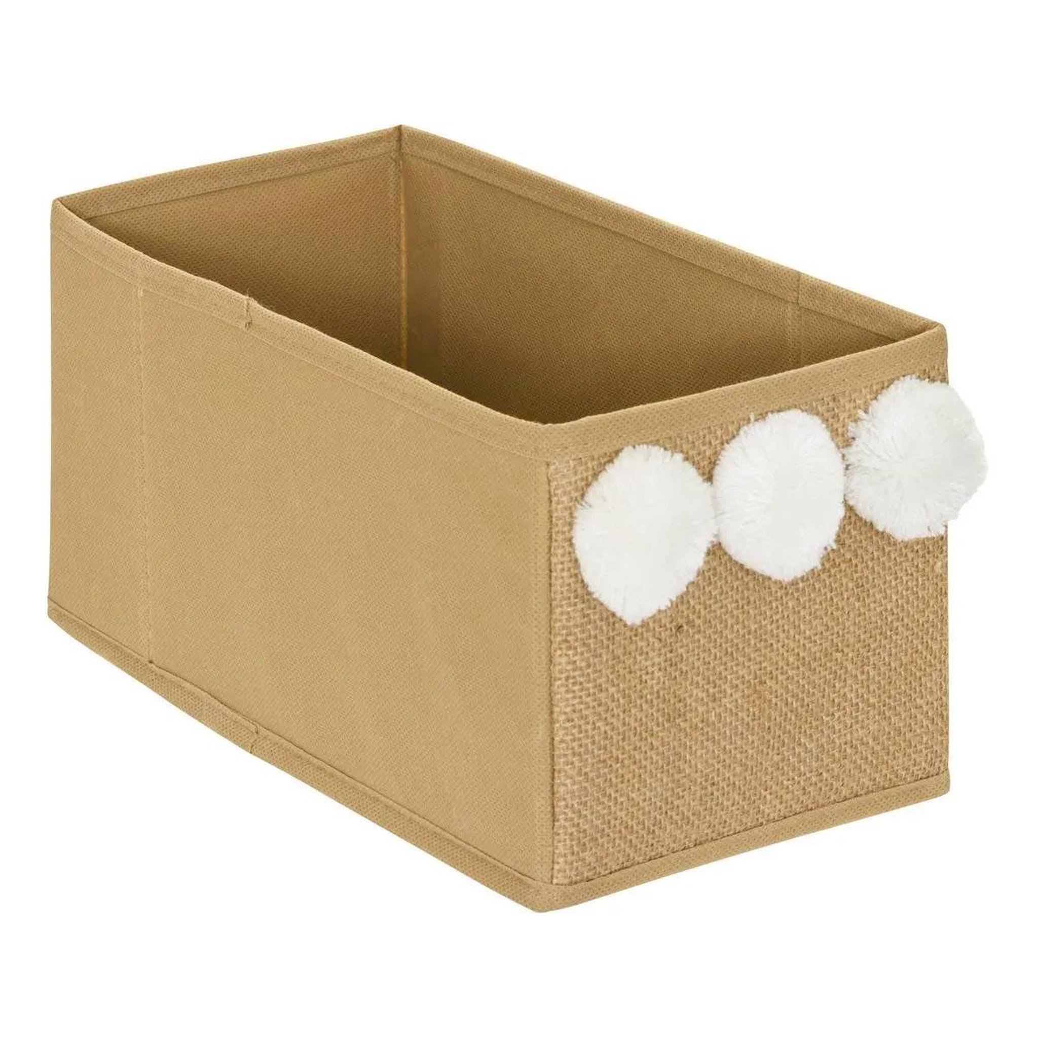 Atmosphera Kids Boîte de rangement enfant  pompons  29x14cm naturel