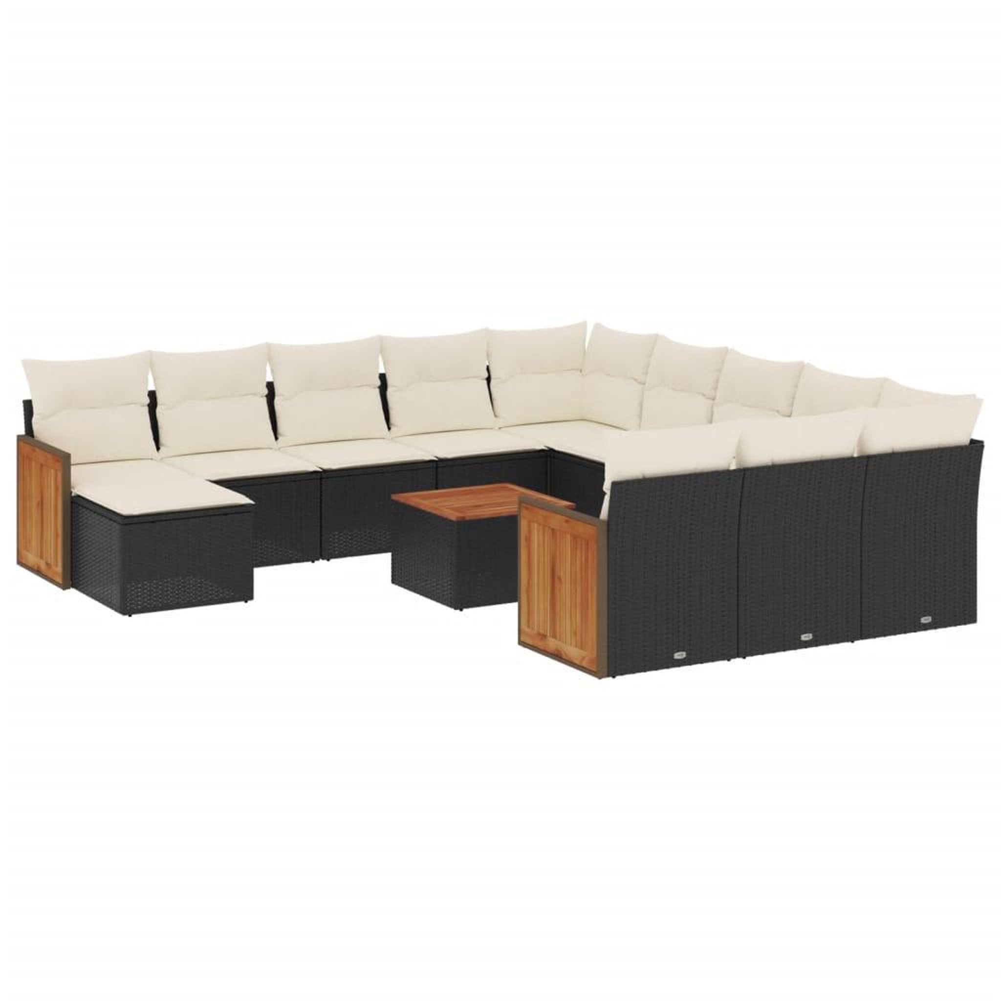 Voir la diapositive 2 : VIDAXL Salon de jardin avec coussins 13 pcs noir resine tressee