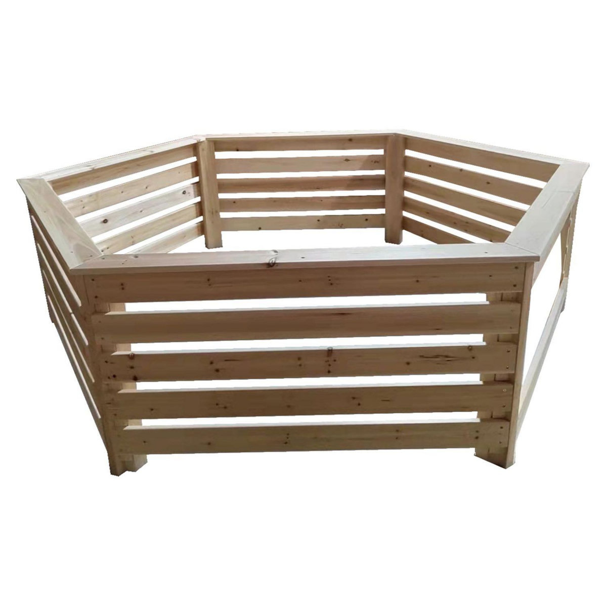 Habrita Habillage bois hexagonal pour spas et piscines gonflables - 2,63x2,09x0,71m