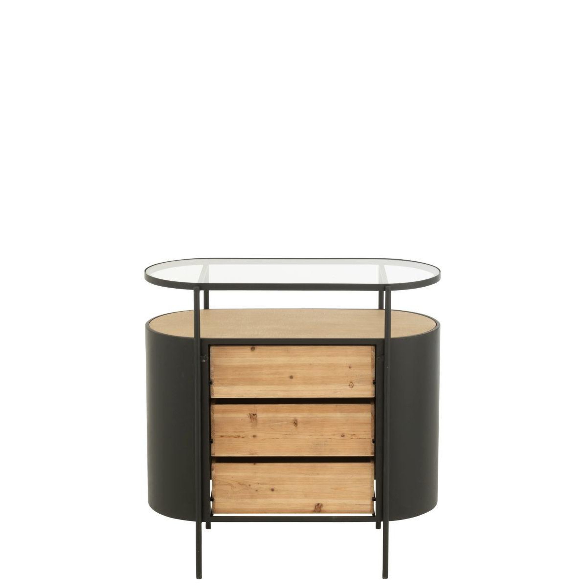 Voir la diapositive 4 : J-LINE Commode 3 tiroirs  bya  80cm naturel