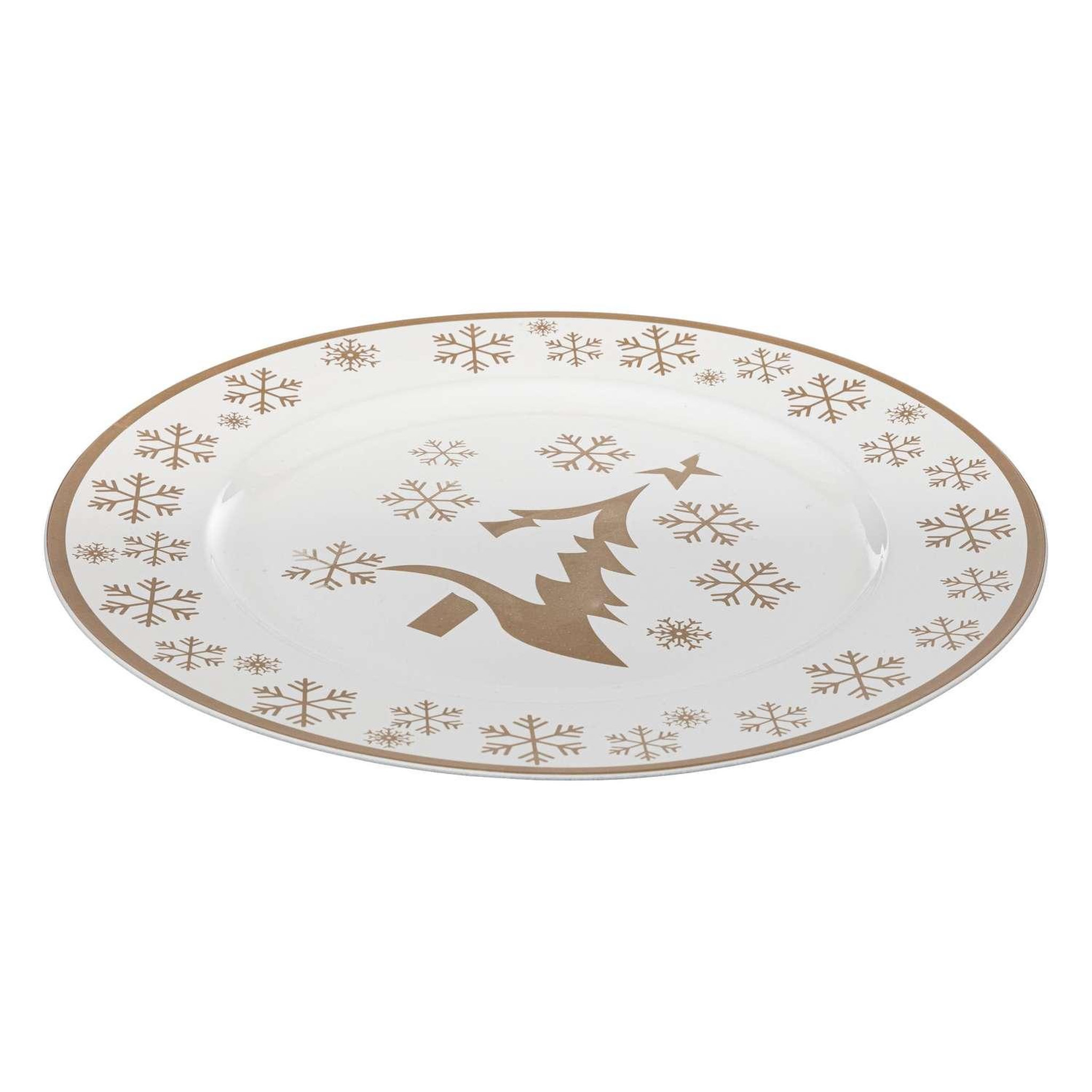 Voir la diapositive 2 : TOILINUX Lot de 12 dessous d'assiette sapin diam 33 cm - or