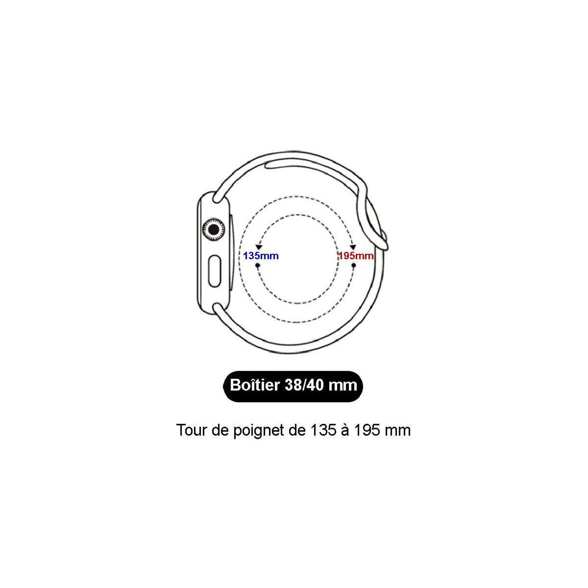 Voir la diapositive 3 : IBROZ Bracelet Apple Watch SoftTouch 40/41mm noir+bleu