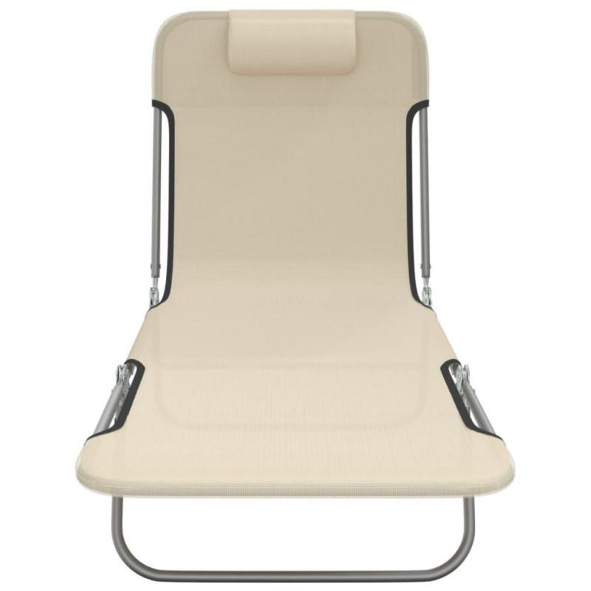 VIDAXL Chaises longues pliables lot de 2 crème textilène et acier