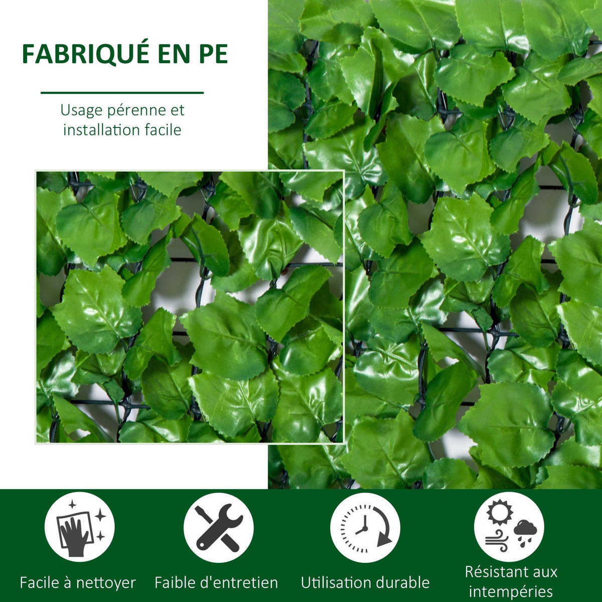 OUTSUNNY Haie artificiel érable brise-vue décoration rouleau 3L x 1H m  feuillage réaliste anti-UV vert